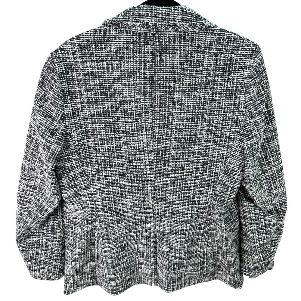 Anne Klein Bouclé Tweed Blazer Jacket Black White Textured Lined Women's Large - Picture 2 of 15